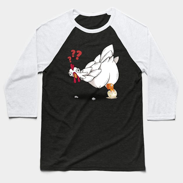 The Chicken And The Dino Egg Baseball T-Shirt by NorseMagic